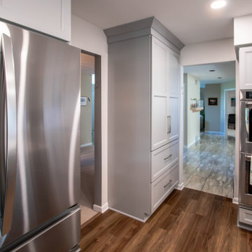 Custom Two Tone Gray Kosher Kitchen with Quartz Countertops