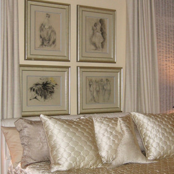 Art Consulting - Charcoal sketches add an a hint of romance to this primary bedr