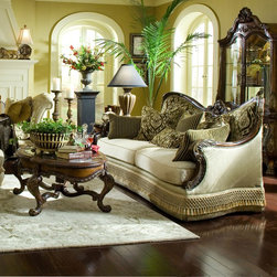 AICO Furniture - Chateau Beauvais Wood Trim Sofa - 75815-ANGLD-39/75815-BRNVL-39 - Fabric