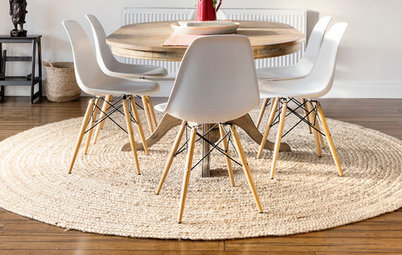 Square table, round rug?