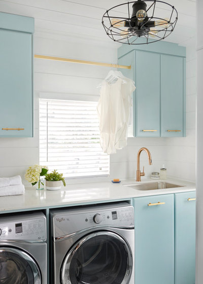Transitional Laundry Room by Soda Pop Design Inc.