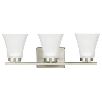 -Three Light Wall/Bath Sconce-Brushed Nickel Finish-LED Lamping Type - Bathroom