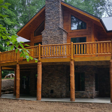 Log home in Quakertown Pennsylvania combines rustic and modern
