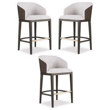 Home Square Upholstered Bar Stool in Midnight Brown - Set of 3