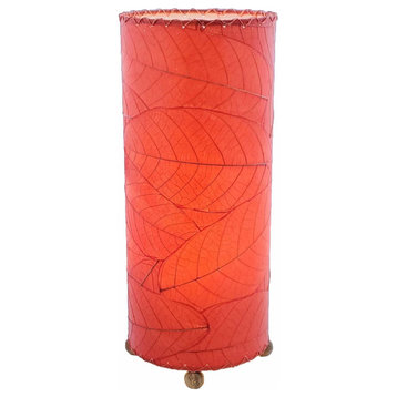 Outdoor Indoor Cocoa Leaf Cylinder Table Lamp Red