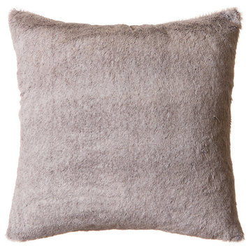 Faux Fur Throw Pillow 18"X18" (Cover Only), Grey Mink Plush Rabbit Hair