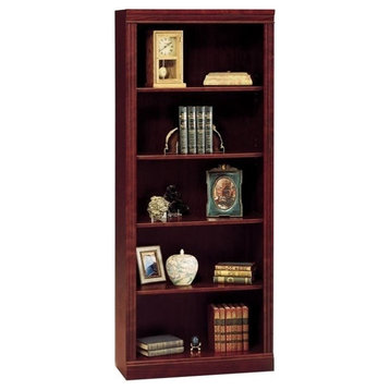 Bush Furniture Saratoga 5 Shelf Wood Bookcase in Harvest Cherry