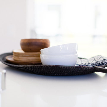 Modern Kitchen Countertop Styling with Tribal Print Napkins