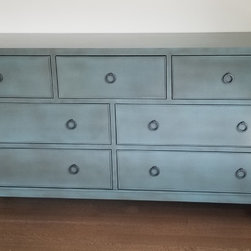 Seven Drawer Dresser in Soft Blue Painted FInish - Dressers