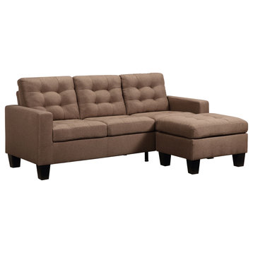 Earsom Sectional Sofa, Reversible Chaise, Brown Linen