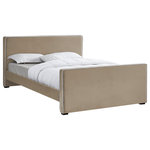 Meridian Furniture - Dillard Velvet Upholstered Bed, Beige, King - Lend your bedroom an elegant look with this Dillard velvet bed. Live out your velvet fantasy with this bed's soft beige velvet upholstery that runs the full length of the bed from headboard to footboard and is trimmed with velvet piping in a contrasting color for a contemporary vibe. Dark espresso wood legs provide added support for the bed, which can be used without a box spring if desired.