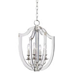 Hudson Valley Lighting - Arietta, 17" Pendant, Polished Nickel Finish, Clear Glass - The old world and the new meet in Arietta. We take the iconic form of a crest and embellish it, exaggerating its corners and lines. Thick planes of acrylic are laser-cut, meeting metal and contrasting the central column.