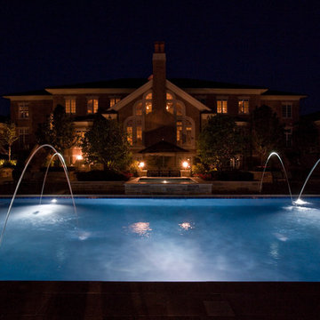 Lake Forest, IL Swimming Pool and Raised Hot Tub with Laminar Fountains