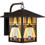 Quoizel - Quoizel TFIK8411VA Inglenook 1 Light Outdoor Lantern in Valiant Bronze - A classic geometric Arts & Crafts piece with handcrafted art glass in shades of sapphire blue, warm honey, amber and cream. Arts and Crafts is an enduring style that honors the tradition of fine craftsmanship and attention to detail.