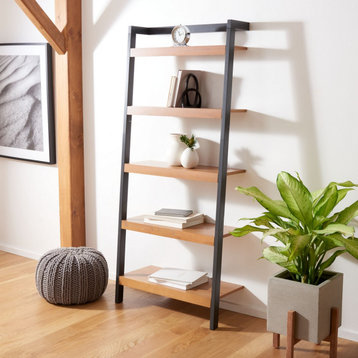 Rhett 5 Tier Leaning Etagere/ Bookcase Natural/ Charcoal