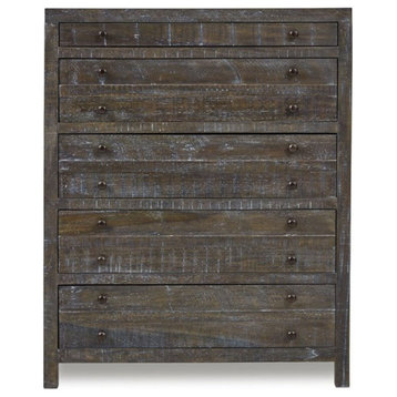 Modus Townsend 5 Drawer Solid Wood Chest in Gunmetal