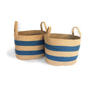 Oval Laundry tote Basket With Loop Handles, Set of 2
