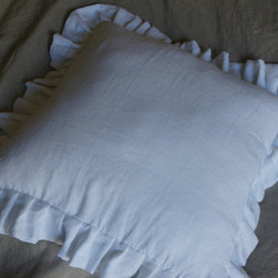 Linen white pillow covers ruffle finish - Pillowcases And Shams