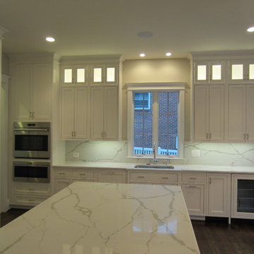 Calacatta Quartz Kitchen Counters & Full Height Splashes
