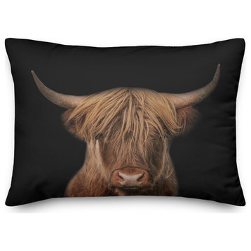 Moody Highland Cow 14"x20" Spun Poly Pillow