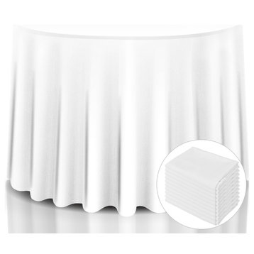 10 pcs 90'' Round Tablecloth Polyester For Home Wedding Restaurant Party White