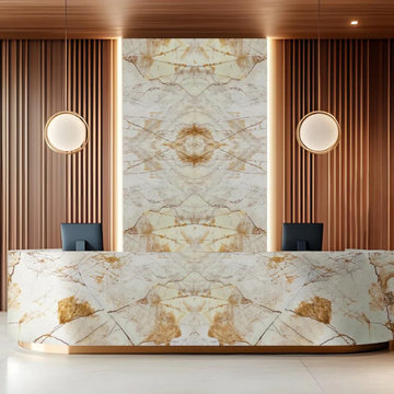 Roma Imperiale Quartzite Reception Desk & Feature Wall