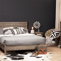 South Shore Munich 2-Drawer Nightstand, Weathered Oak And Matte Black