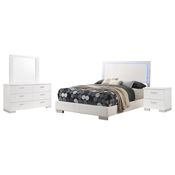 Coaster Felicity 4-piece California King Wood Bedroom Set in Glossy White