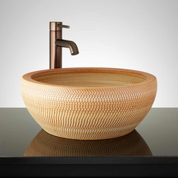 ALEKSEI HAND-GLAZED VESSEL SINK - DESERT SAND - Bathroom Sinks