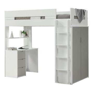 ACME Nerice Loft Bed, White and Gray