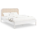 Meridian Furniture - Siena Ash Wood Bed, White, Queen - Balance timeless beauty and classic lines with a modern aesthetic when you bring home this Siena bed. This queen-size bed is made from solid ash wood, so you can trust its resilient durability for long-term use. The rich white finish on ash veneer lends it a beautiful aesthetic while the natural cane insert on the headboard adds a hard-to-miss contrast that drives home the bed's elegance and sophistication.