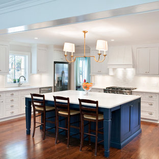 White Kitchen Cabinets With Blue Island counters blue bar white cabinets lana gartin read more open concept kitchen traditional l shaped open concept kitchen idea in san francisco with