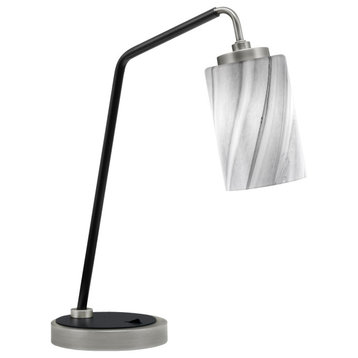 1-Light Desk Lamp, Graphite/Matte Black Finish, 4" Onyx Swirl Glass
