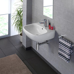 Moda 20" Wall-mount or above-counter ceramic Sink with overflow and one faucet h - Bathroom Sinks