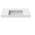 Castello USA - Juniper Wall Mounted Countertop Concealed Drain Basin Sink, White, 48, Center Basin, No Faucet Hole - Embrace modern design and feel with the minimalist Juniper Wall-Mounted Sink. Simple yet sophisticated, this modern sink is designed to look as if it is floating in your bathroom. Its standard rectangular design with clean lines works well in many bathroom décor configurations and setups. Made with high-quality and durable solid surface material, this sink features a clean and consistent color throughout as well as durable construction to ensure lasting quality and appearance. The surface can be easily cleaned with most non-abrasive cleaning agents. A great accent for any washroom, bathroom, or power room.