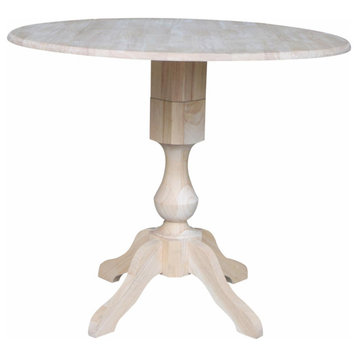 Classic Dining Table, Hardwood Pedestal Base With Rounded Top, Unfinished