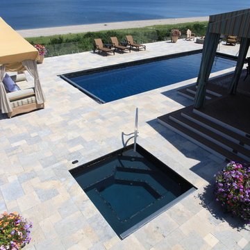Rectangle Fiberglass Pool and Spa - Miller Place