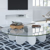 Waverly 28" Round Glass Top Accent End Coffee Table, White Gloss
