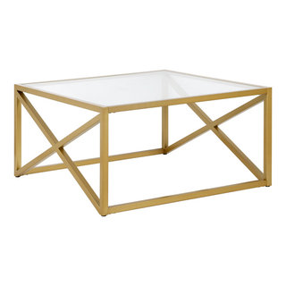 32" Gold Glass Square Coffee Table - Contemporary - Coffee Tables - by ...