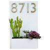 Metal Wall Planter and Address Plaque, White, With Numbers