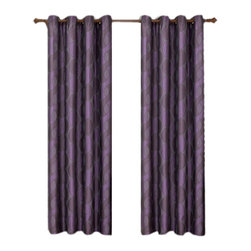 Royal Tradition - Savanna Jacquard Grommet Curtains, Set of 2, Purple, 104"x63" - Curtains