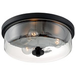 Nuvo Lighting - Sommerset Three Light Flush Mount, Matte Black - Sommerset 3 Light Flush Mount Fixture Matte Black Finish with Clear Glass