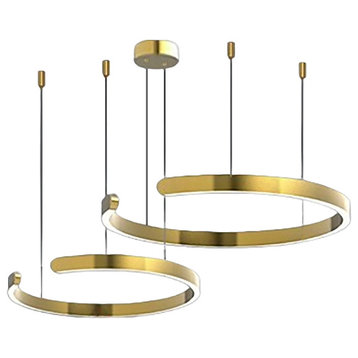 "C" Type gold led chandelier for living room, dining room, bedroom, office, 23.6*15.8"