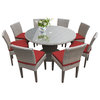 Oasis 60" Outdoor Patio Dining Table With 8 Armless Chairs, Terracotta