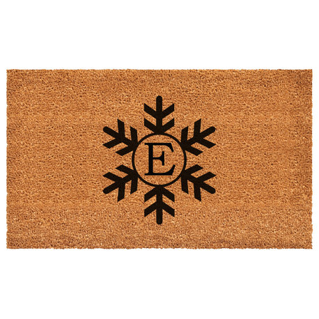 Calloway Mills Snowflake Monogram Doormat, 36"x72", Letter E