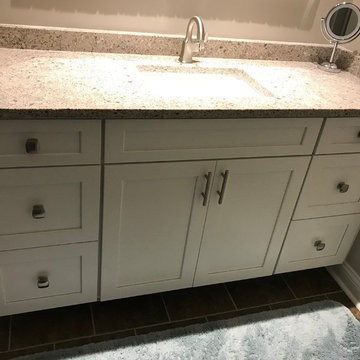 Waypoint Cabinetry- Painted Linen with New Bianco Lavender Granite