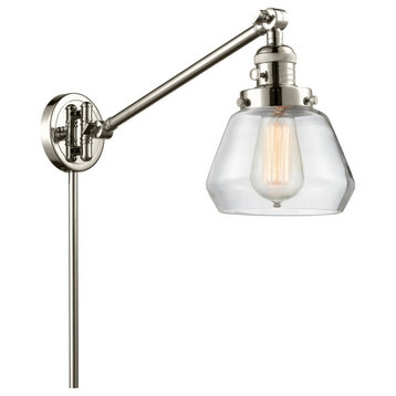 Fulton 1-Light LED Swing Arm Light, Polished Nickel, Glass: Clear