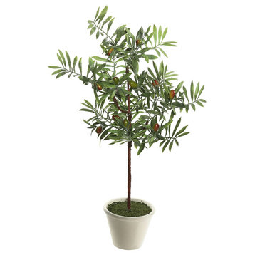 Vickerman 27" Olive Hill Tree, White/ Container