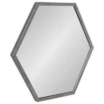 Laverty Framed Hexagon Wall Mirror, Dark Silver, 24x26