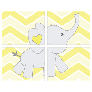 Baby Elephant Chevron Background Paper Print, 4 Piece Set, 24"x36"